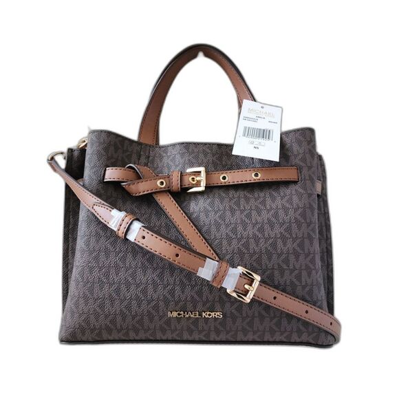 Michael Michael Kors Emilia Small Logo Satchel Light Brown - Picture 1 of 11